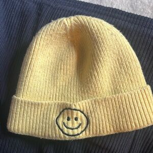 Yellow smiley face beanie